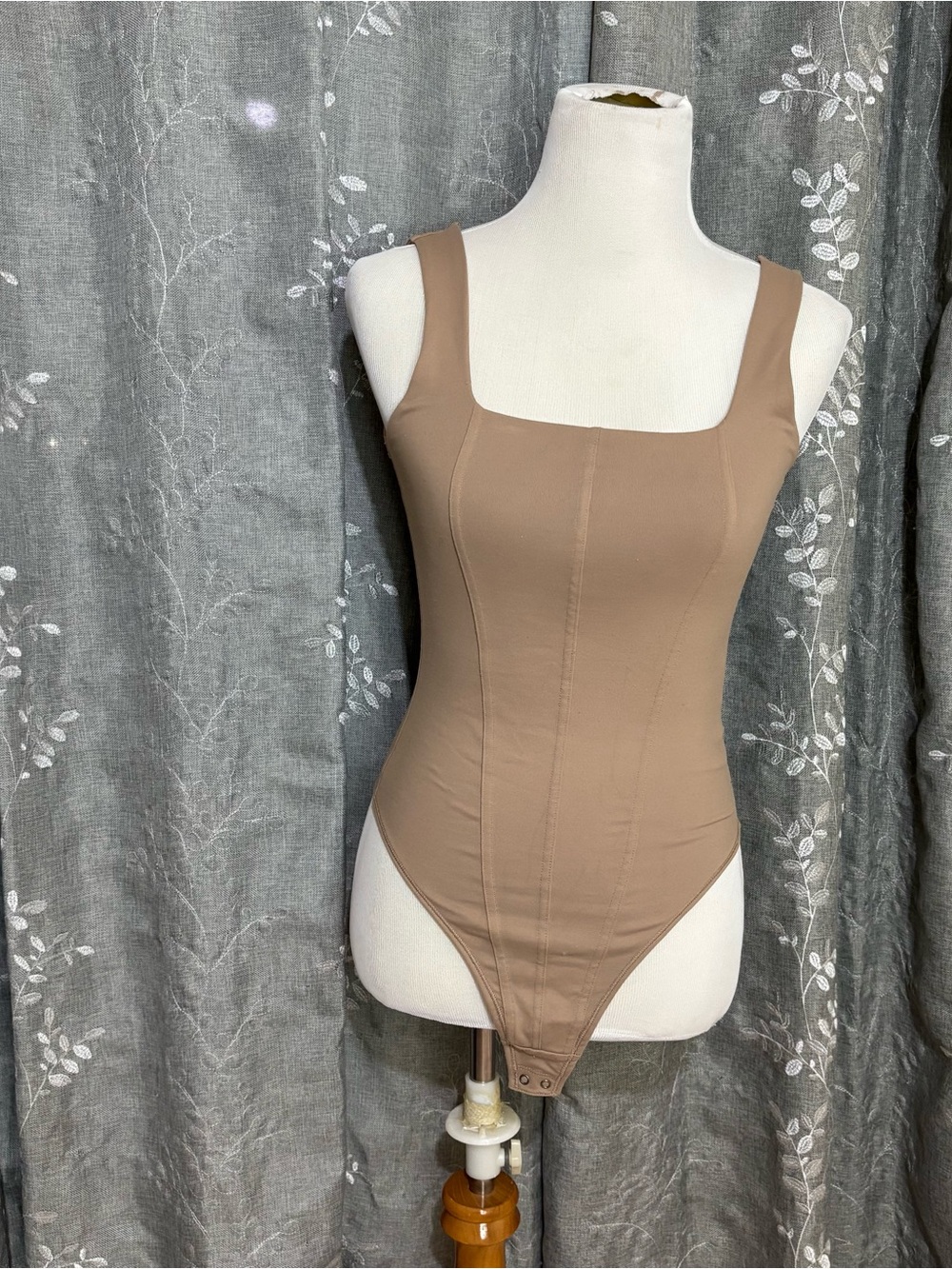 Abercrombie & Fitch Taupe Square Neck Shapewear Bodysuit